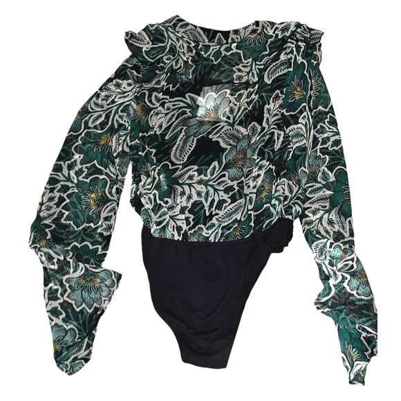 Band of the Free NWT Bonnie Emerald Floral Long Sleeve Bodysuit Sz Medium Womens - Picture 4 of 10